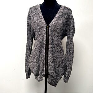 BCBGeneration Women’s Gray Zip-Front Knit Cardigan Oversize Size XS/S Marled